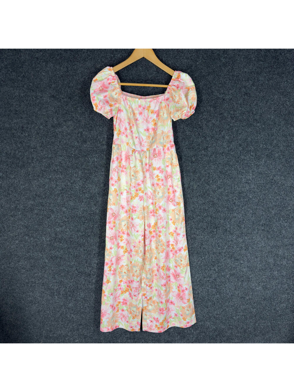 SheIn Jumpsuit Girls 10-11 Years White Floral Wide Leg Short Sleeve Square Neck